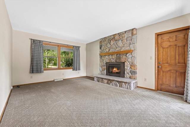 6500 S 121st St, Franklin, WI 53132 - unfurnished living room with carpet floors and a fireplace