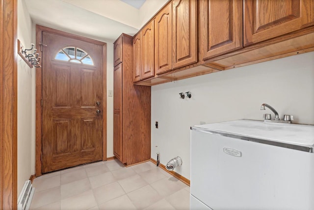 6500 S 121st St, Franklin, WI 53132 - laundry area featuring cabinet space, baseboard heating, and hookup for a washing machine