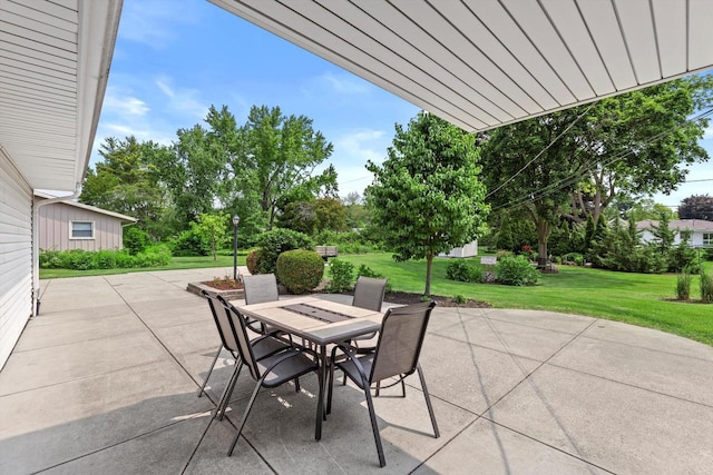 6500 S 121st St, Franklin, WI 53132 - view of patio featuring outdoor dining space and view of wooded area