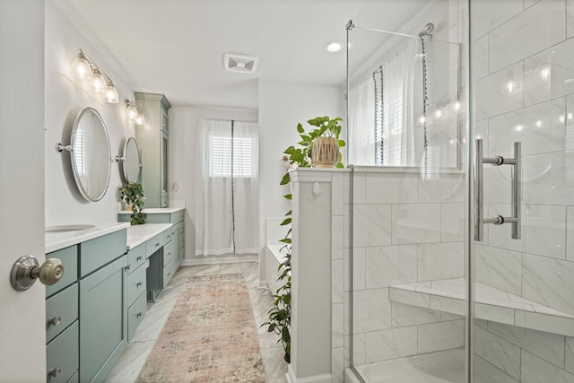 7949 W Oakwood Way, Franklin, WI 53132 - bathroom with a stall shower and double vanity