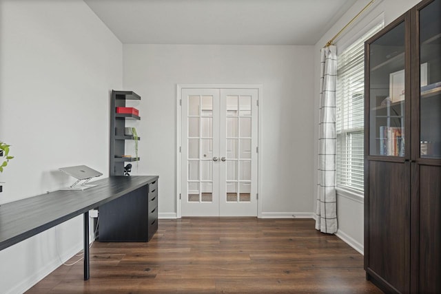 7949 W Oakwood Way, Franklin, WI 53132 - unfurnished office with french doors and dark wood finished floors