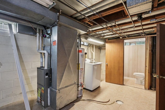 3352 S Adams Ave, Milwaukee, WI 53207 - basement with washer / clothes dryer, water heater, and heating unit