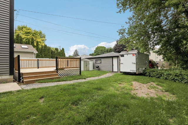 3352 S Adams Ave, Milwaukee, WI 53207 - view of grassy yard with a storage unit and a wooden deck