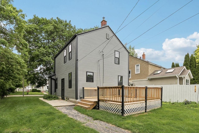 3352 S Adams Ave, Milwaukee, WI 53207 - rear view of property with a chimney and a deck
