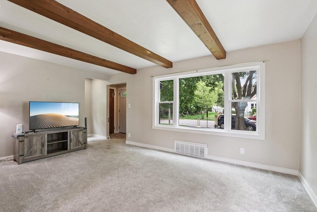 3352 S Adams Ave, Milwaukee, WI 53207 - unfurnished living room with carpet flooring and beam ceiling