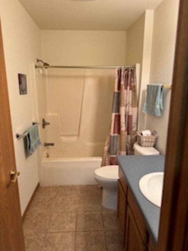 1064 Sunny Ridge Cir, Nekoosa, WI 54457 - full bathroom with shower / tub combo, vanity, and tile patterned floors
