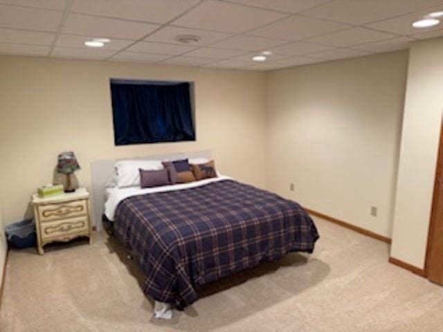 1064 Sunny Ridge Cir, Nekoosa, WI 54457 - bedroom with light carpet and a drop ceiling