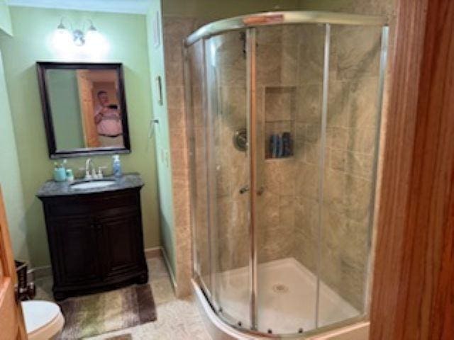 1064 Sunny Ridge Cir, Nekoosa, WI 54457 - full bathroom with vanity and a shower stall