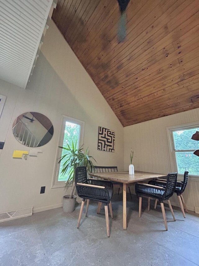 5869 Country Club Rd, Houston, MN 55943 - dining space featuring high vaulted ceiling and baseboards