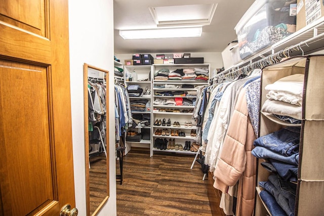 120 Wind Sail Ct, Random Lake, WI 53075 - spacious closet with attic access and wood finished floors