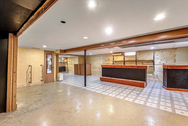 3918 W Hampton Ave, Milwaukee, WI 53209 - finished basement with tile patterned floors and wood walls