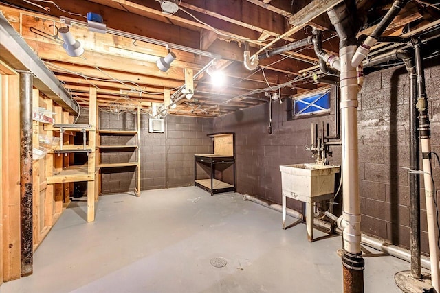 3918 W Hampton Ave, Milwaukee, WI 53209 - unfinished basement featuring a sink and concrete block wall