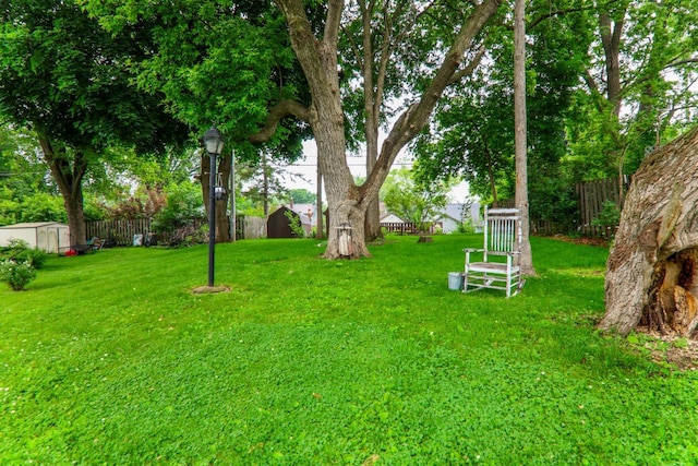 720 De Clark St, Beaver Dam, WI 53916 - fenced backyard featuring a storage unit