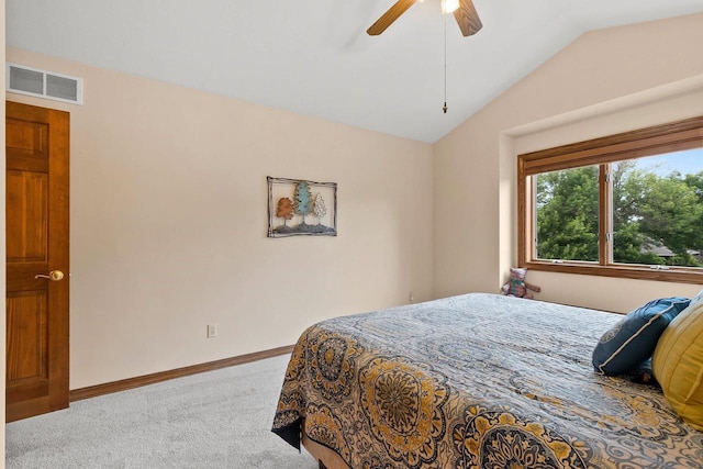2510 Hillside Heights Dr, Green Bay, WI 54311 - carpeted bedroom featuring vaulted ceiling and ceiling fan