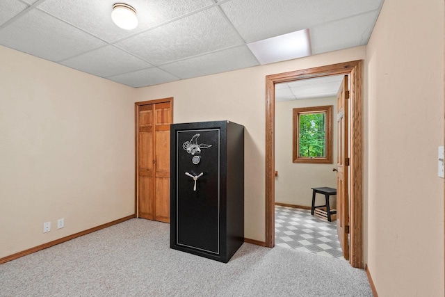 2510 Hillside Heights Dr, Green Bay, WI 54311 - corridor with a paneled ceiling, light colored carpet, and light flooring