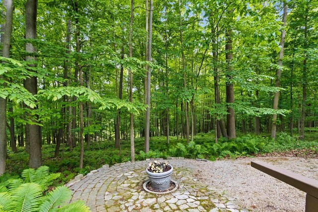 2510 Hillside Heights Dr, Green Bay, WI 54311 - view of patio / terrace featuring a wooded view