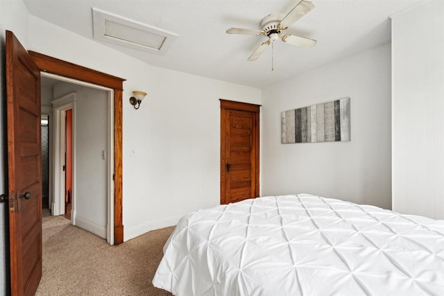 136 Oak St, Brillion, WI 54110 - bedroom with attic access, light carpet, a closet, and ceiling fan