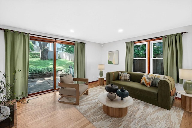 2813 Regent St, Madison, WI 53705 - living room featuring wood finished floors and recessed lighting