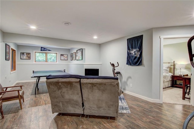 1403 Elm Ave, Menomonie, WI 54751 - living area featuring wood finished floors and recessed lighting
