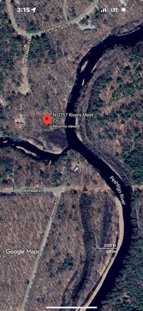N12757 Rivers Meet Dr, Athelstane, WI 54104 - aerial map of property and surrounding area