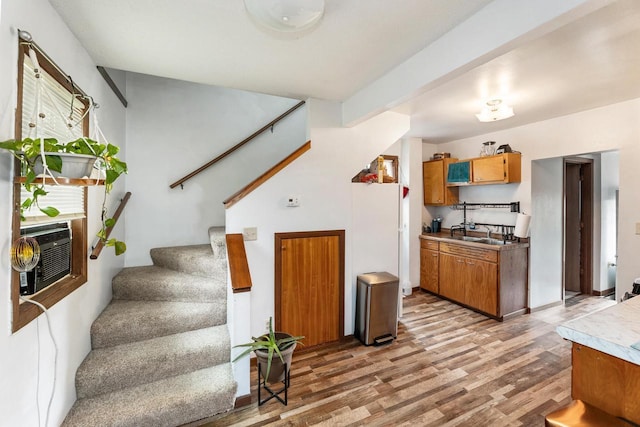 1432 Loomis St, La Crosse, WI 54603 - stairway with wood finished floors and cooling unit
