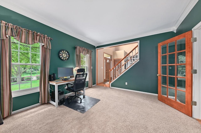 20750 Chadwick Ln, Brookfield, WI 53045 - carpeted office featuring ornamental molding and baseboards