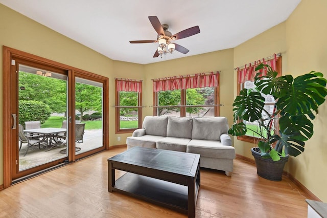 20750 Chadwick Ln, Brookfield, WI 53045 - living room with light wood-type flooring and a ceiling fan