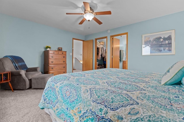 N7861 Lakeshore Dr, Fond Du Lac, WI 54937 - bedroom with carpet floors, a walk in closet, a closet, and a ceiling fan