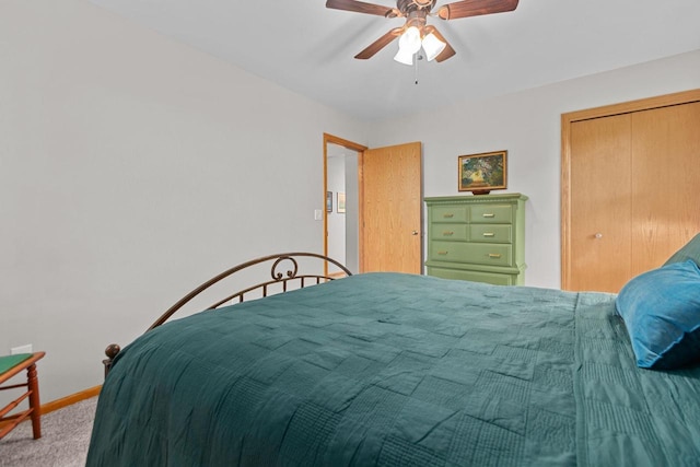 N7861 Lakeshore Dr, Fond Du Lac, WI 54937 - bedroom with carpet, a closet, and a ceiling fan