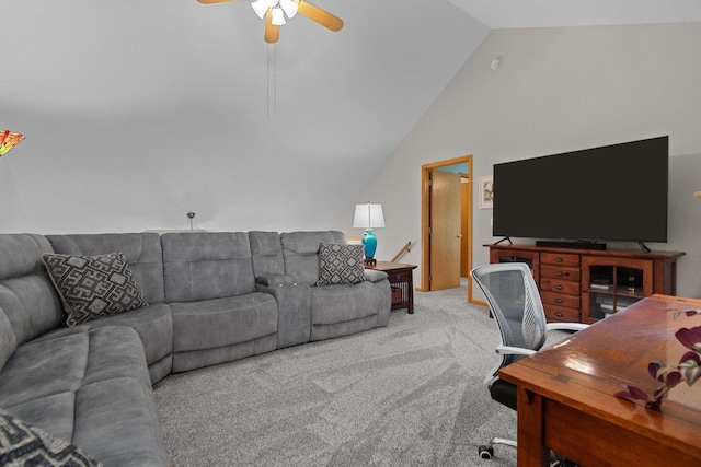 N7861 Lakeshore Dr, Fond Du Lac, WI 54937 - office with lofted ceiling, carpet flooring, and ceiling fan
