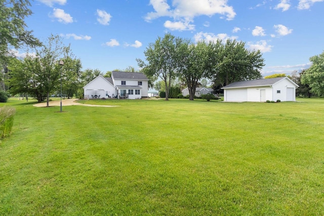 N7861 Lakeshore Dr, Fond Du Lac, WI 54937 - view of green lawn with a detached garage