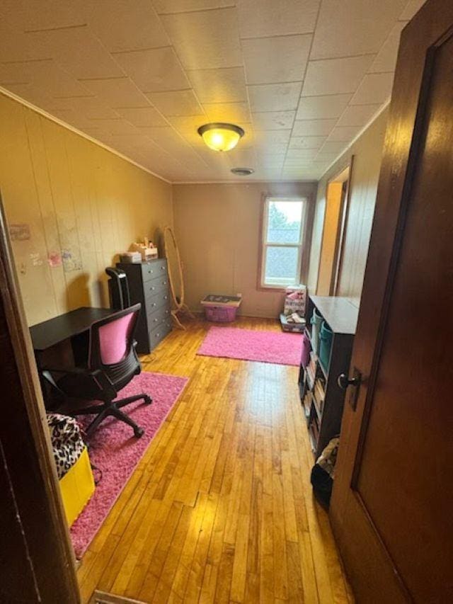 1820 Plymouth St, Oshkosh, WI 54901 - bedroom with light wood-type flooring and an office area
