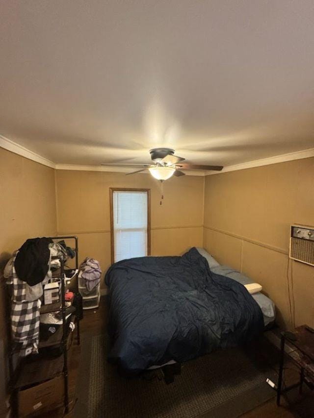 1820 Plymouth St, Oshkosh, WI 54901 - bedroom featuring ornamental molding and ceiling fan