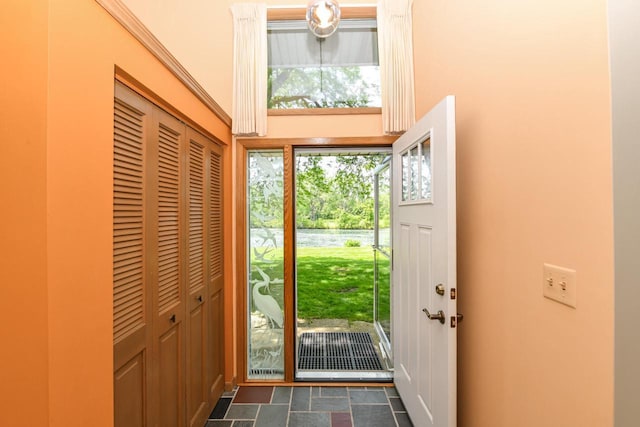12929 N Colony Dr, Mequon, WI 53097 - entrance foyer with a water view