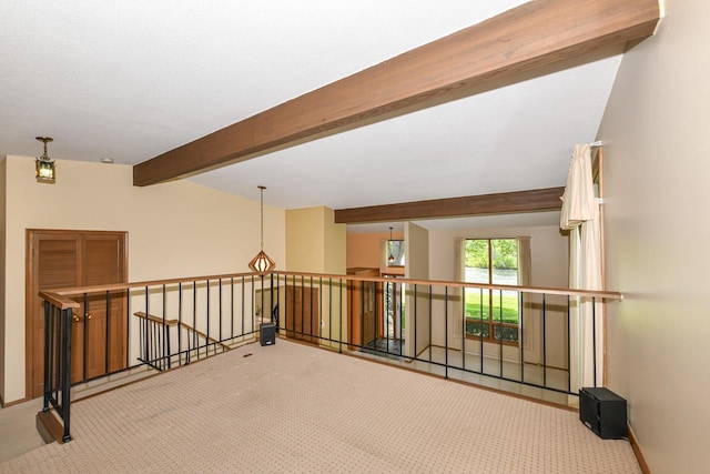 12929 N Colony Dr, Mequon, WI 53097 - carpeted spare room featuring beam ceiling