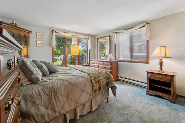 2213 Sunrise Dr, Appleton, WI 54914 - carpeted bedroom with a baseboard heating unit and baseboards