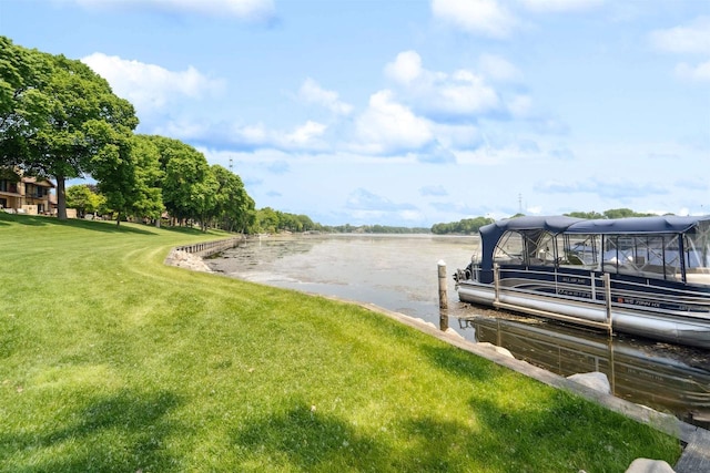 2213 Sunrise Dr, Appleton, WI 54914 - dock featuring boat lift and a yard