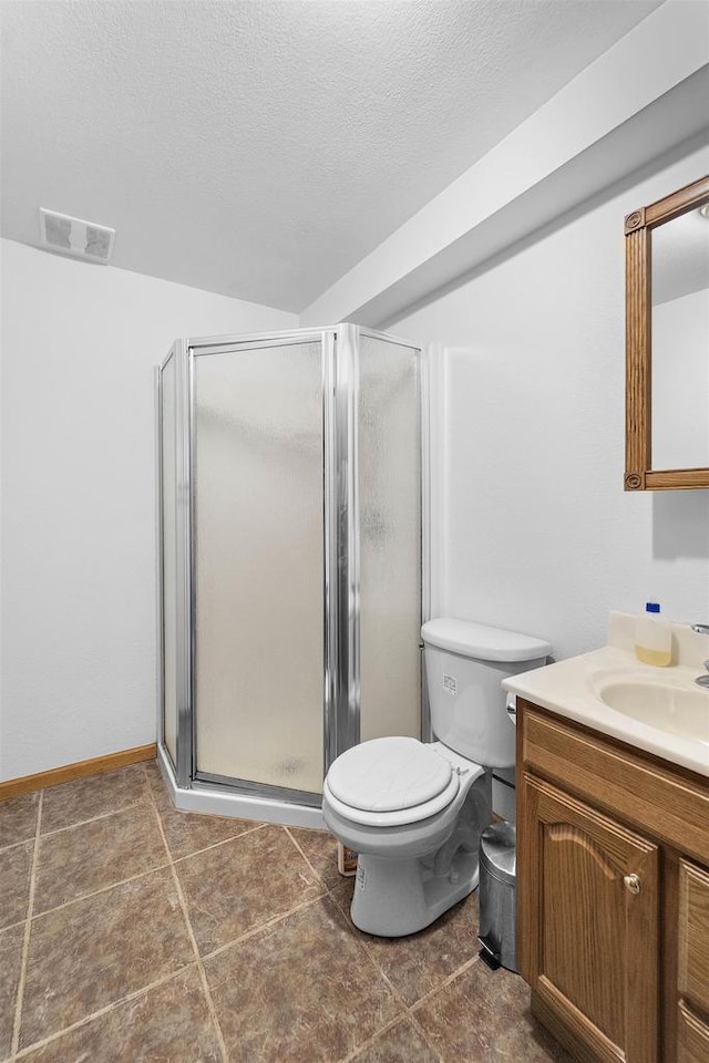 15 Naylor Cir, Madison, WI 53719 - full bathroom with vanity, a stall shower, a textured ceiling, and tile patterned flooring
