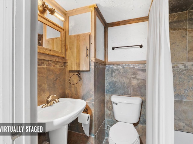 328 W Wilson St, Valders, WI 54245 - bathroom with tile walls and toilet
