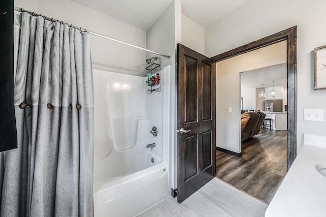 5090 N Milkweed Trl, Appleton, WI 54913 - full bath with shower / tub combination, vanity, wood finished floors, and ensuite bathroom