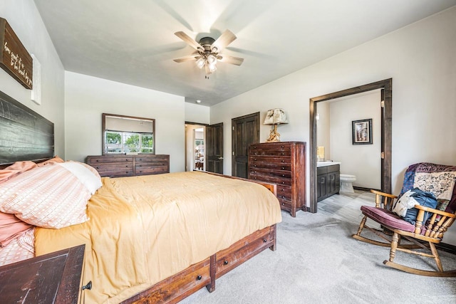 5090 N Milkweed Trl, Appleton, WI 54913 - carpeted bedroom with ensuite bathroom and ceiling fan