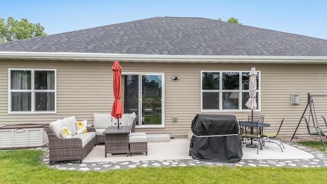 5090 N Milkweed Trl, Appleton, WI 54913 - rear view of property with a patio area, outdoor lounge area, and roof with shingles