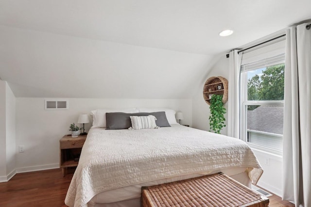 228 N Pleasant Ave, Jefferson, WI 53549 - bedroom with lofted ceiling, wood finished floors, and recessed lighting