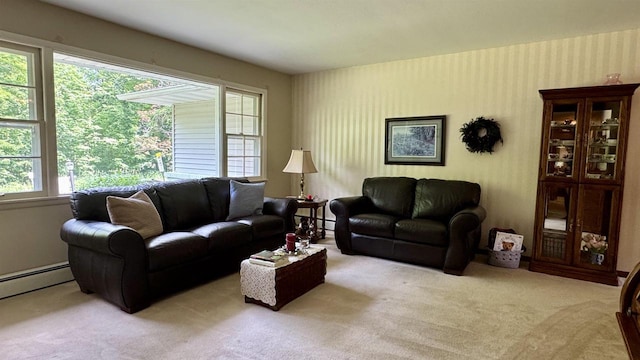 3218 N 13th St, Wausau, WI 54403 - living room featuring carpet and a baseboard radiator