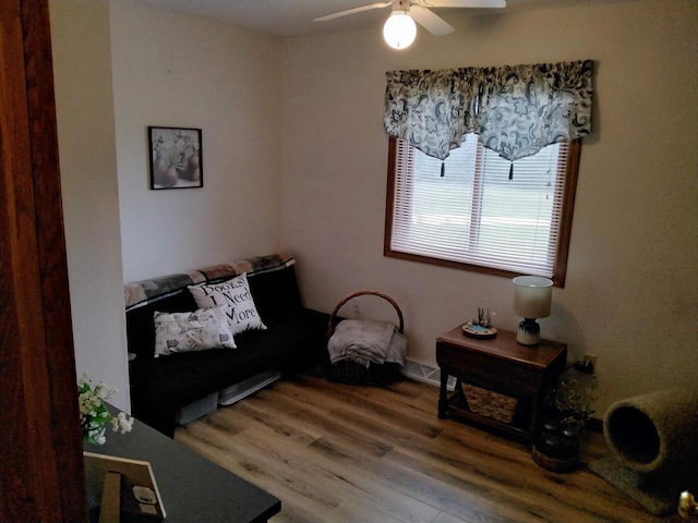 W5211 Fern Ave, Montello, WI 53949 - living room with a ceiling fan and wood finished floors