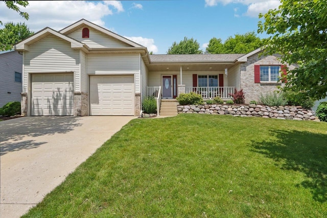 3176 Weybridge Dr, Sun Prairie, WI 53590 - view of front of property with brick siding, a porch, concrete driveway, and an attached garage