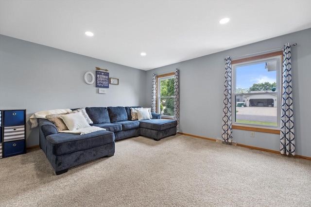 W163N10515 Ridgeview Ln, Germantown, WI 53022 - carpeted living room with baseboards and recessed lighting