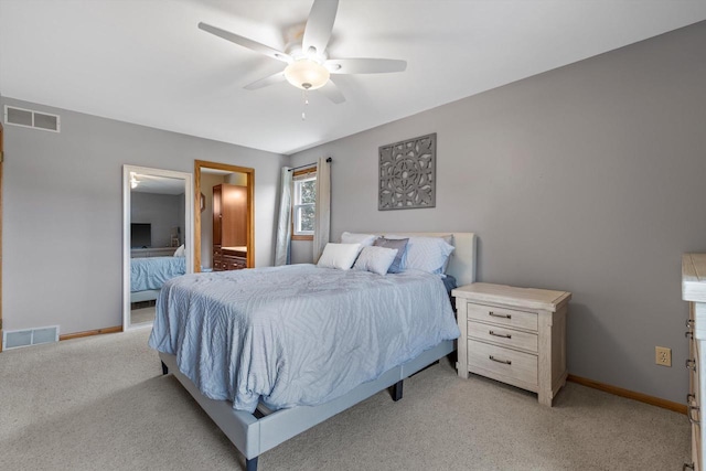 W163N10515 Ridgeview Ln, Germantown, WI 53022 - bedroom featuring light colored carpet, a ceiling fan, and ensuite bath
