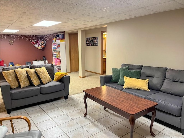 608 3rd St, Cameron, WI 54822 - living area with light tile patterned floors and a drop ceiling