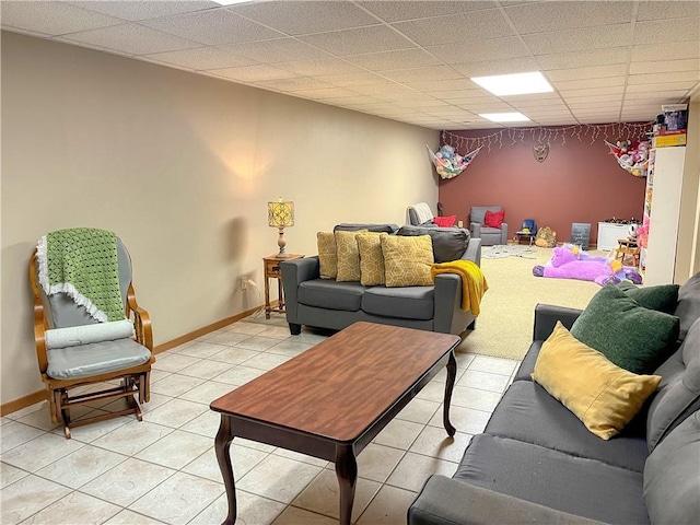 608 3rd St, Cameron, WI 54822 - living area featuring tile patterned floors and a paneled ceiling